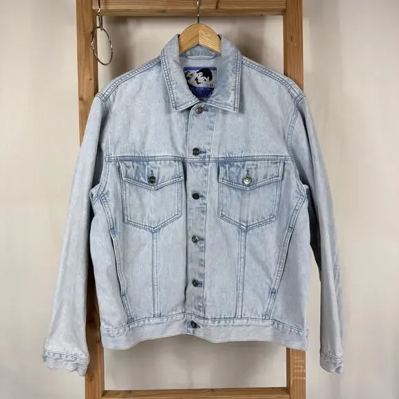 Vintage 90's Today News Denim Sliver Button Adjustable Waist Jacket #1242 SZ MED - Picture 1 of 7